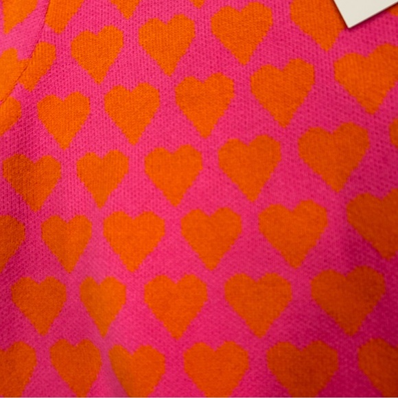 NWT THML Short Sleeve Heart Sweater Top Womens Small Pink Orange Valentines - Picture 4 of 7